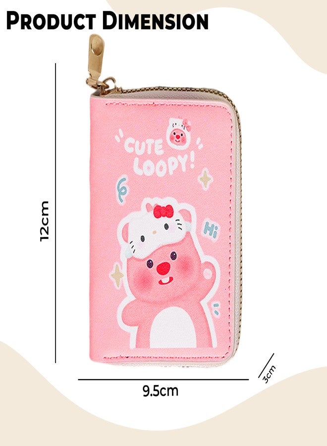 Kraptick Kawaii Card Holder - Cute Card Holder for Girls Trendy Card Organizer Stylish with Cartoon Print Harajuku Style Wallet Gift for Girls - Fashionable Card Pouch for Women (Pink) - Image 3